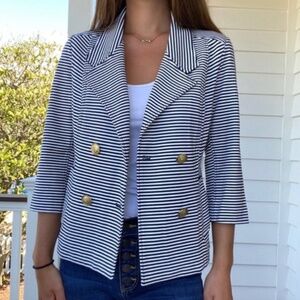 Cabi #823 Navy & White Striped Nautical Blazer. NWT. S. Perfect condition!
